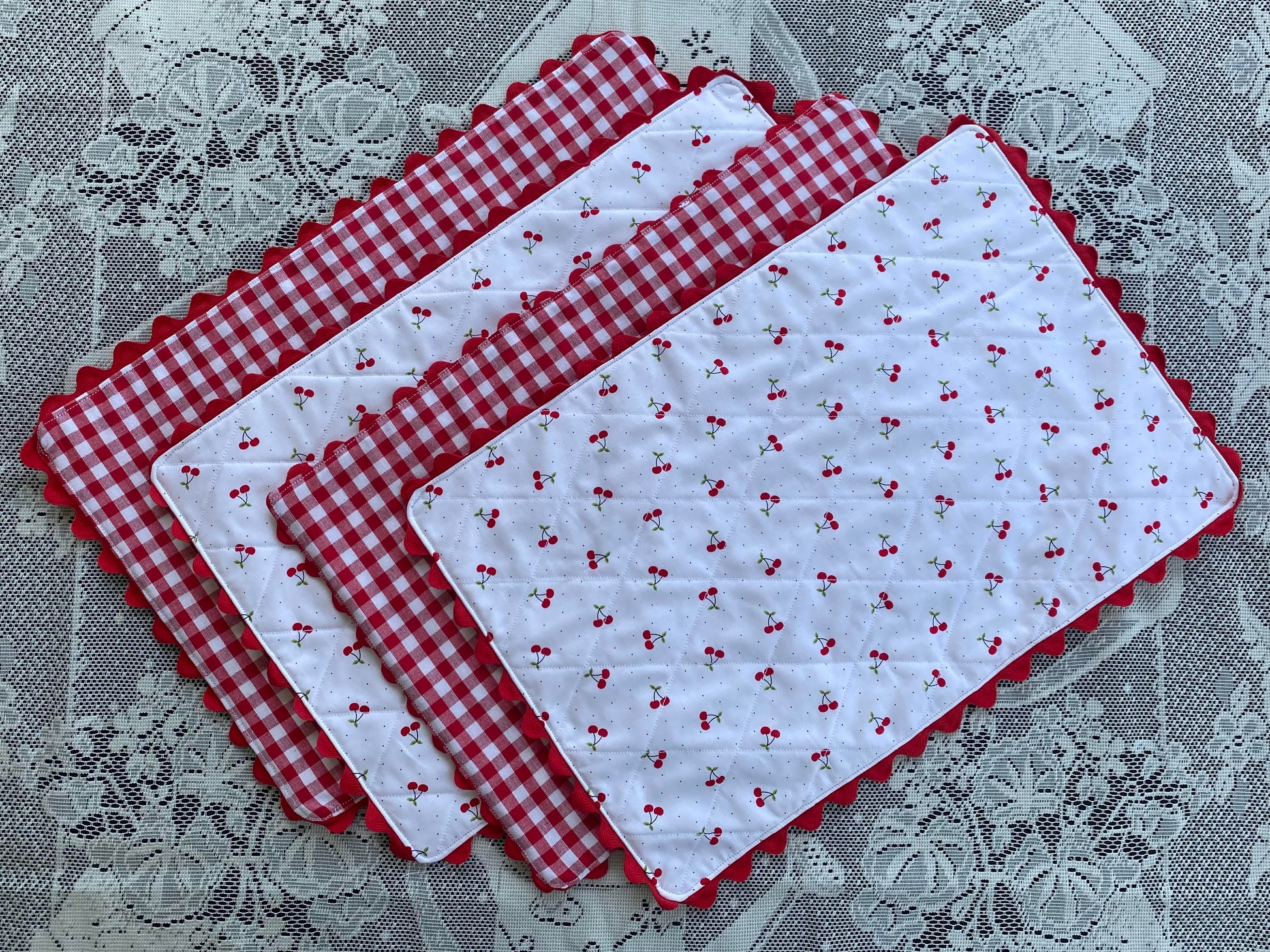 Reversible Cherry & Gingham Placemats